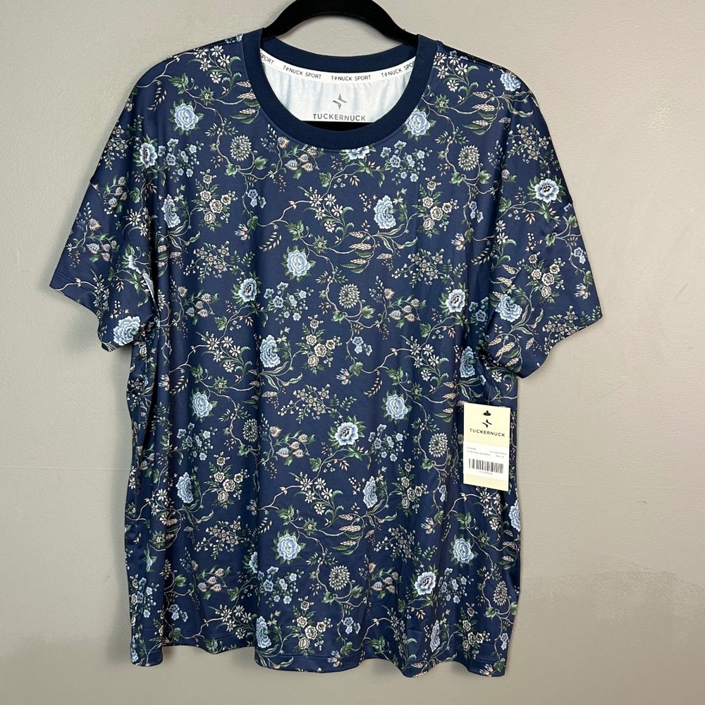Tuckernuck TNUCK Sport Top Women's XL Navy Virginia Wildflower Performance NWT